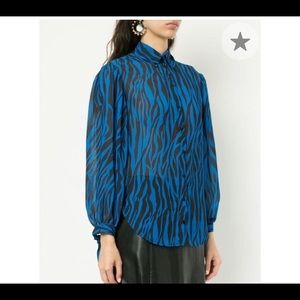 NWOT Robert Rodriguez-Zebra Print Georgette Shirt